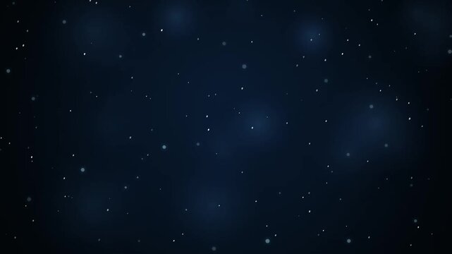Abstract particles floating in dark blue space with soft glowing bokeh light effects