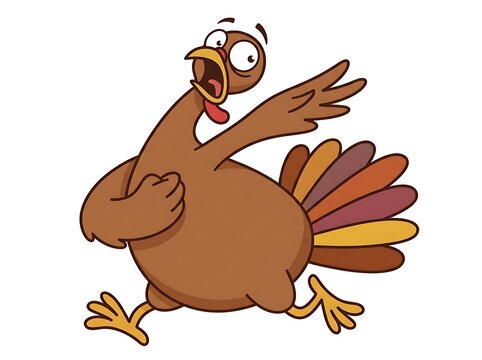 Cartoon turkey dancing with attitude isolated on a white background