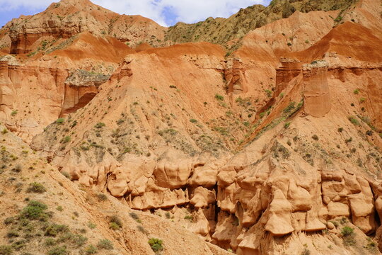 Real shot of loess erosion Danxia landform stratification gully soil mountain