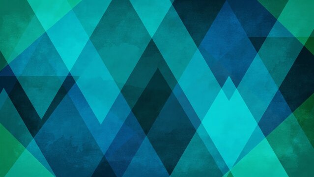 Abstract geometric background, featuring overlapping diamond, shapes in shades, of teal and, blue with a, subtle textured grunge, overlay effect
