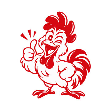 Winking Rooster Thumbs-Up Mascot