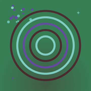 Concentric Circles with Speckles: A minimalist design featuring concentric circles in varying shades of purple and teal against a dark green gradient background.