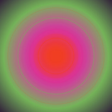 Concentric Glow: Vibrant rings of color radiate outwards from a fiery red center, transitioning through shades of pink and into a soft, glowing green.