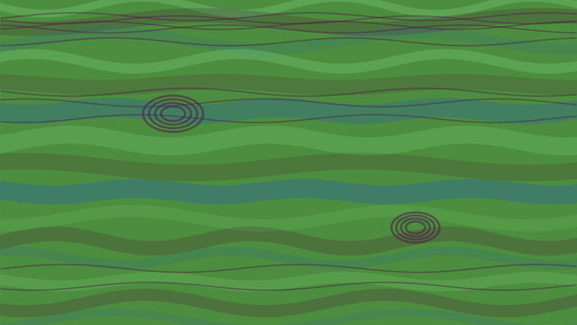 Abstract Green Wave Pattern: An abstract illustration featuring undulating waves of green and teal, with circular graphic elements scattered throughout.