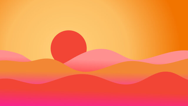 Abstract Sunset with Red Sun
