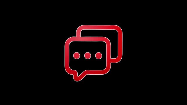 Red dual speech bubbles chat message line vector icon