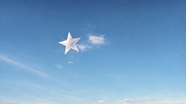 Star Shaped Cloud In A Clear Blue Sky Representing Achievement Success And Celebration Inspiration