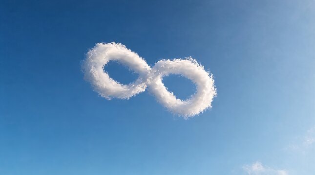Infinity Shaped Cloud Isolated in a Clean Deep Blue Sky Representing Business Growth and Continuity