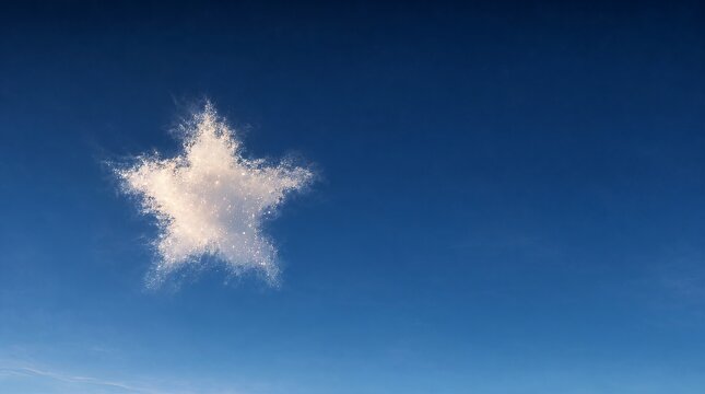 A Single Refined Star Formed Cloud Floating in a Clear Deep Blue Sky Creating Achievement Concept