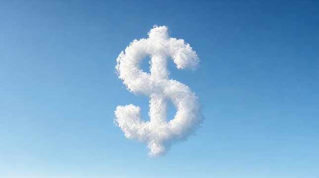 A Soft White Cloud Shaped Like A Dollar Sign Floating In A Clear Bright Blue Sky For Finance