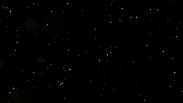 Rising gold spark trails with glowing heads and sparkle tails looping seamlessly on pure black