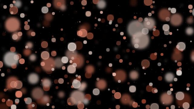 Rose and cream bokeh circles crowd the frame over pure black at a very shallow depth of field so the nearest ones bloom wide and soft for a romantic layer in Screen or Add blend mode
