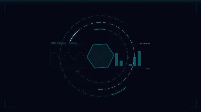 Futuristic digital interface showing a rotating circular scanner graph