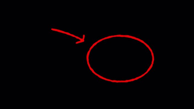 Red circle with arrow highlight hand drawn animation