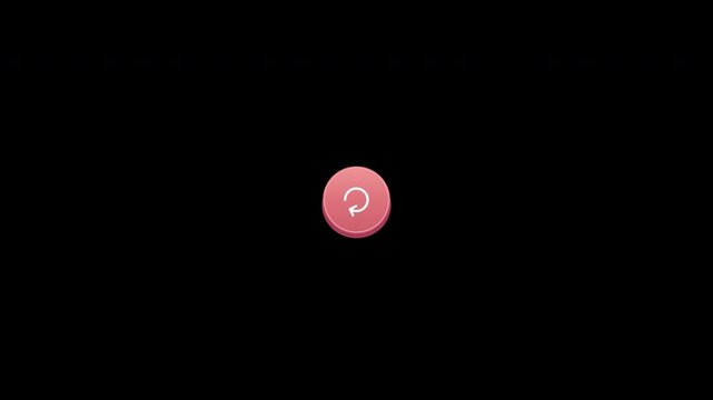 A coral pink pill button presses, contracts into a rotating refresh indicator and returns to its initial state in an eight second transparent loop.