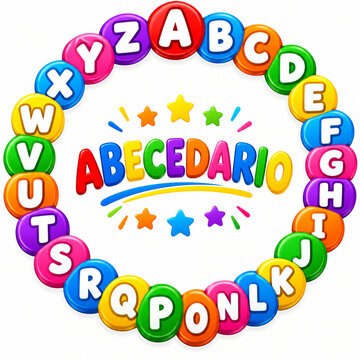 Abecedario y letras infantil en c&iacute;rculo rosco de colores de la a la z multicolor aprender a leer 