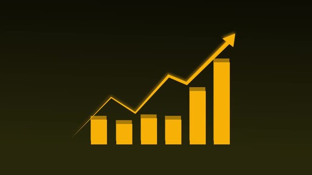 Bar chart animation displays declining columns with a falling trend arrow. Downturn loss data routes across bar chart. Evaluation consoles monitor active chart.