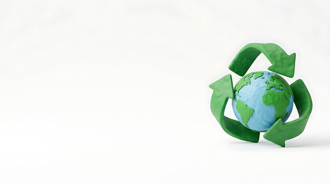 Earth globe surrounded by green recycling arrows symbol or ecology concept cartoon vector illustration isolated on white background[cite: 16]