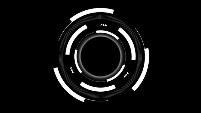 HUD element animation displays textured rings and triangular markers on dark. Tracking data coordinates guide HUD element. Consoles operate with active HUD element.