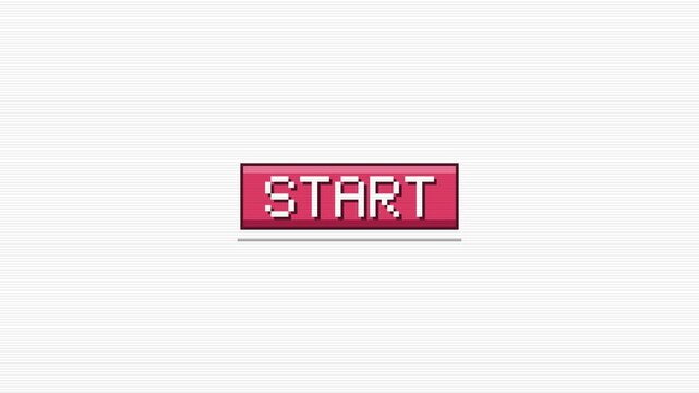 Pixelated start button on white background, retro gaming interface element