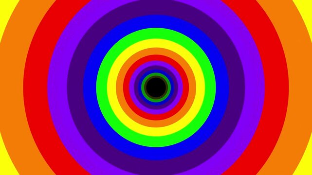 Vibrant rainbow concentric circles psychedelic abstract pattern