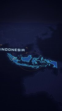Digital Map of Indonesia Highlighting the Archipelago as a Travel Destination in Southeast Asia.