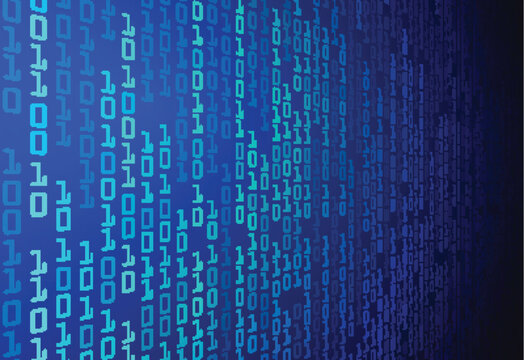Blue Binary Code Digital Data Stream Background, Technology Concept