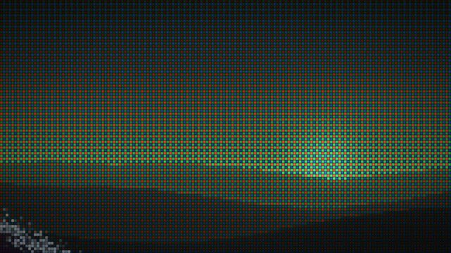 Camera Sensor Bayer Filter Mosaic Demosaicing Into Sunset Image Reveal