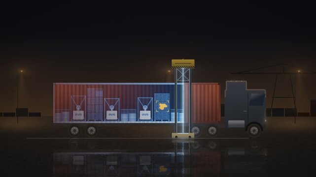 Customs X-ray Scanner Gantry Inspecting Shipping Container Truck Seamless Loop