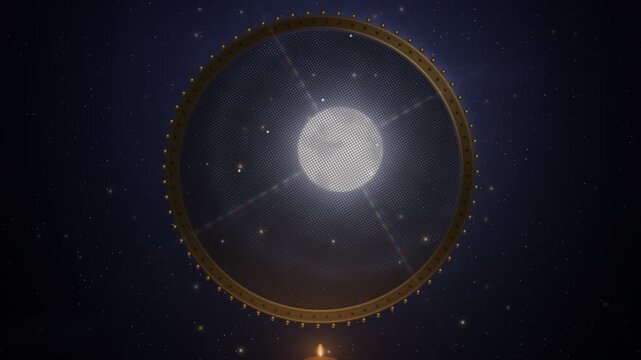 Full Moon Seen Through Turning Woven Sieve Mesh Glow Seamless Loop