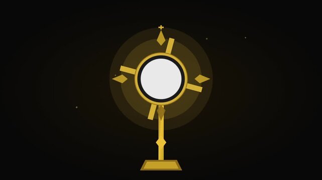 Rotating Gold Monstrance Religious Artifact Illustration