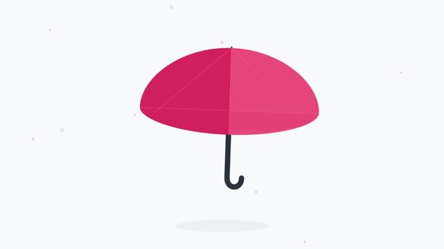 Simple minimalist pink umbrella animation floating on light background