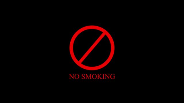 Animation of no smoking mark icon and the word &ldquo;NO SMOKING