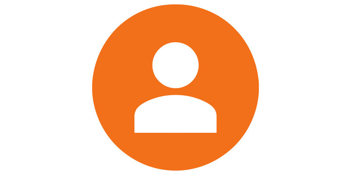 User account avatar featuring orange circle with person silhouette for digital profile identification.