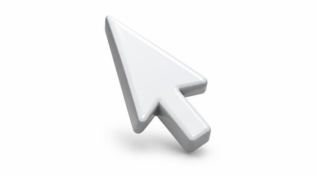 3d Click pointer cursor arrow icon on white background