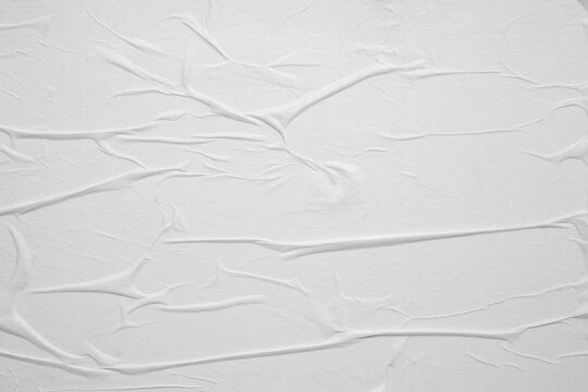 White Crumpled Glued Paper Texture Background for Poster Mockup