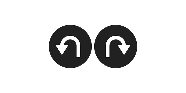 U-turn arrow buttons in black circular frames for navigation redirection and process flow diagrams.