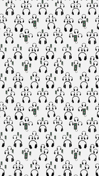 Seamless pattern of headphones and audio jacks