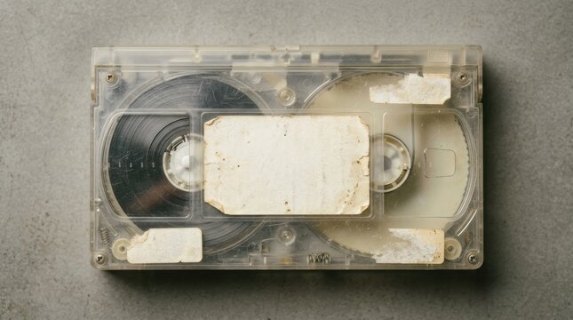 front side old vhs cassette video tape clear mockup