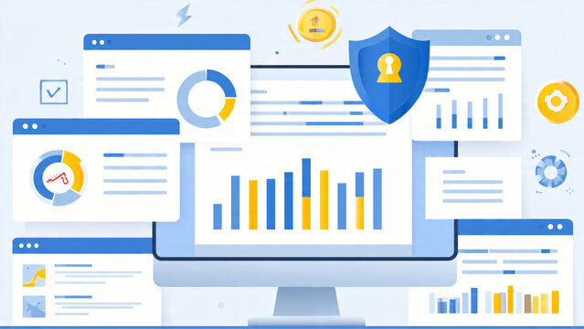 Digital Dashboard Showing Security Analytics Growth.