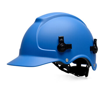 Hard hat helmet blue industrial safety gear isolated on a transparent background for construction worker protection