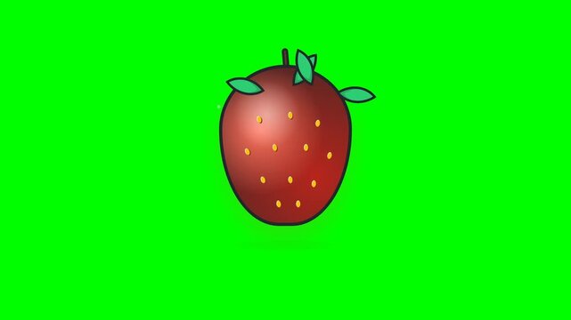 Cartoon strawberries arranged on a solid green background