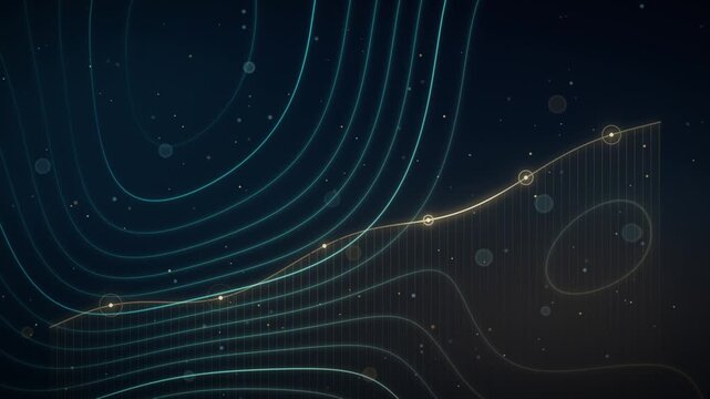 Abstract Digital Financial Growth Trends with Glowing Data Points and Lines Background