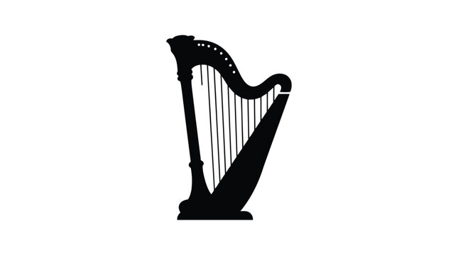 Irish harp musical instrument silhouette vector art
