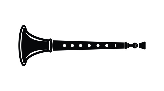 Musical instrument oboe silhouette vector graphic