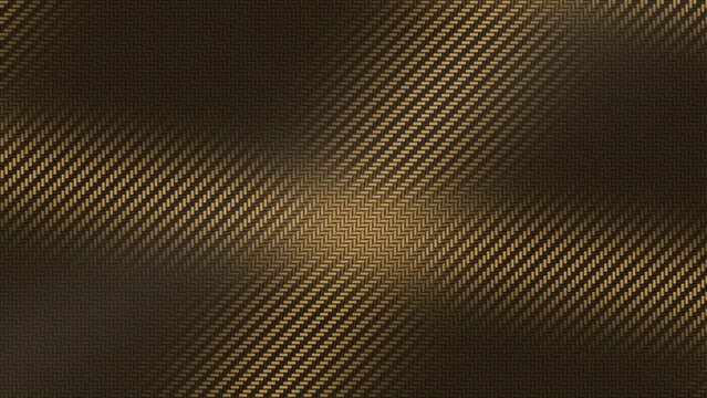 Gold carbon fiber twill weave texture, glossy composite background