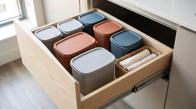 Refill containers organize a compact pullout pantry