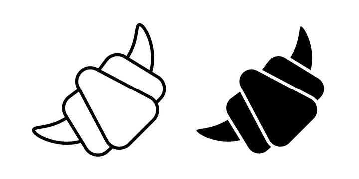 Croissant icon flat outline in black