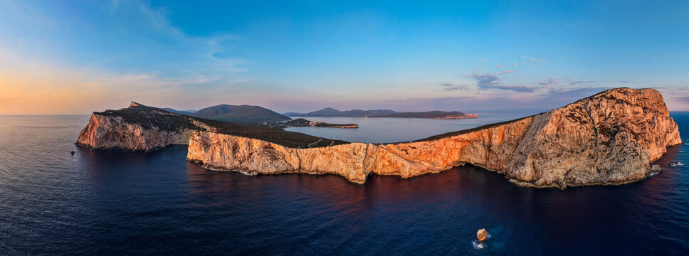 Capo Caccia Sardinien Panorama Sonnenuntergang