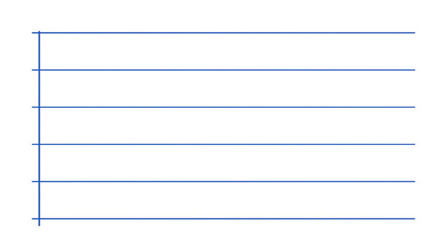 Evenly spaced blue horizontal lines meet a vertical margin line,  transparent background, png file